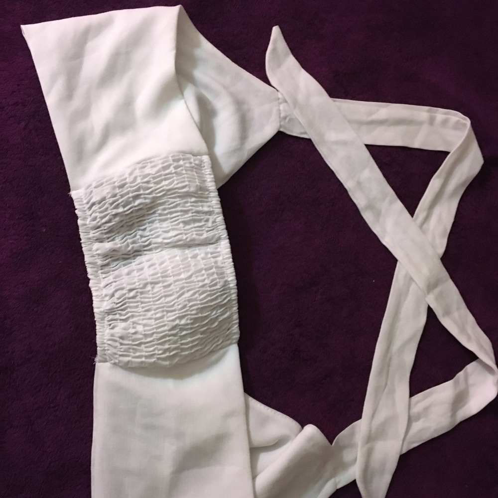 White front-tie closure halter top